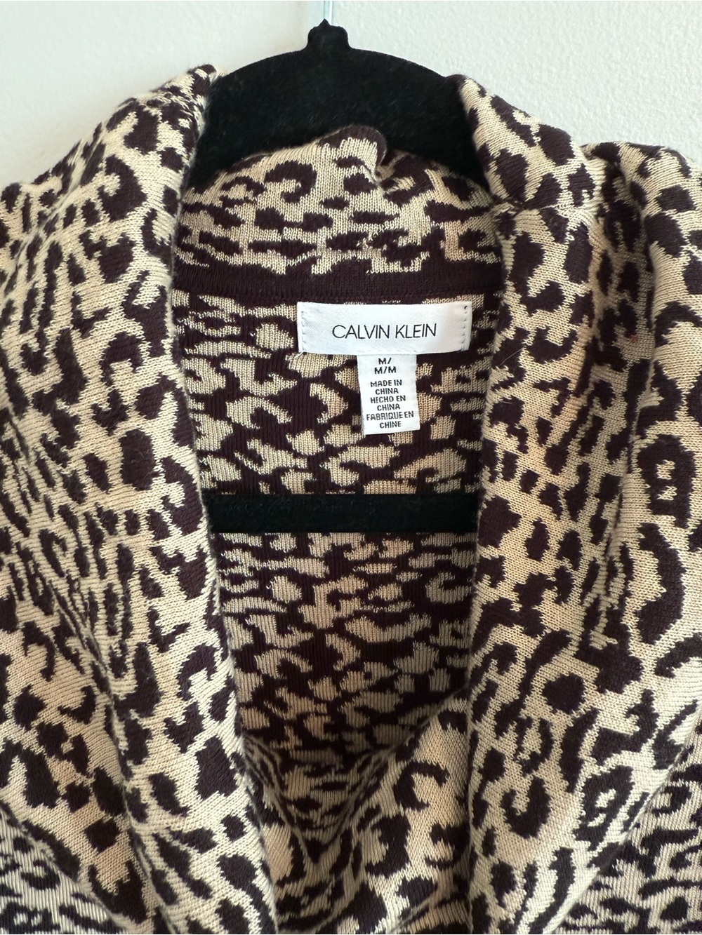 Calvin Klein Leopard Print Cowl Neck Sweater - Taupe & Black - Picture 2 of 9